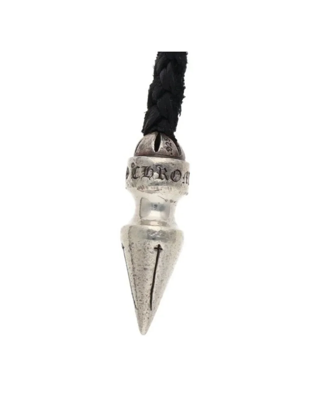 Chrome Hearts Spike Leather Braid Cles the Blade Necklace